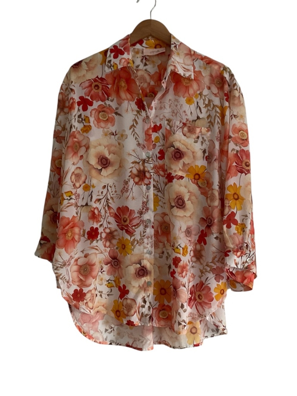 Papinelle Garden Party Button Down Blouse Sz M Bloomcore Boho Chic Cottagecore